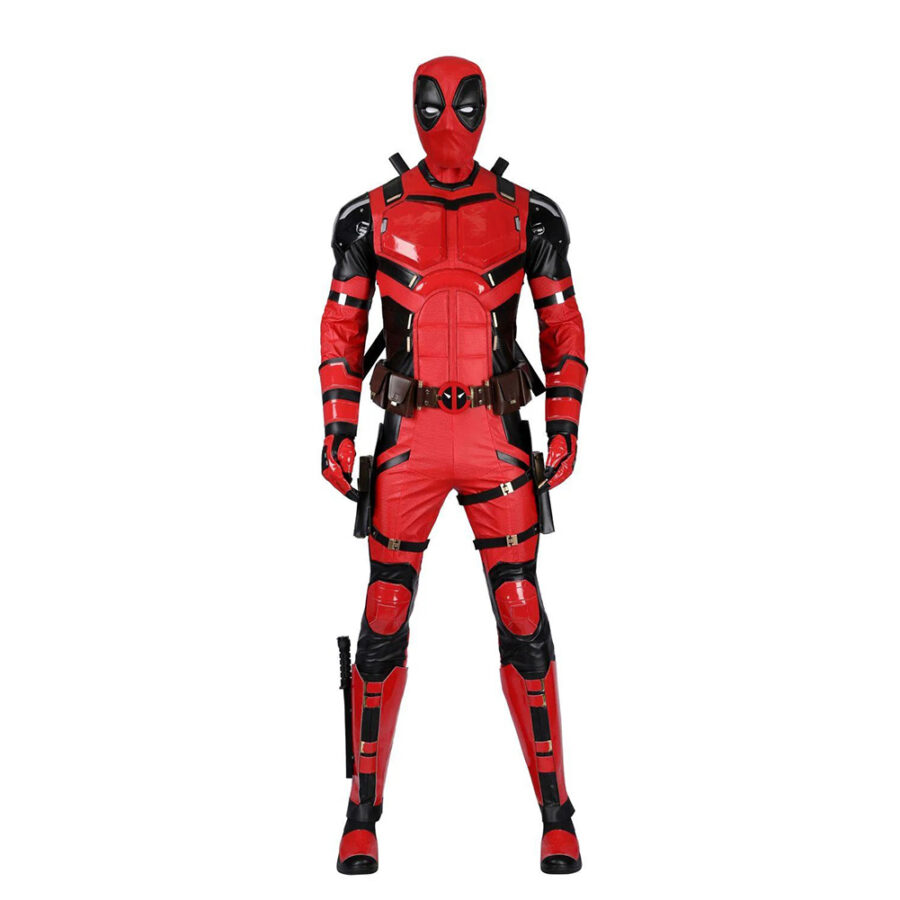 Deadpool 3 Parallel Universe Samurai Vibrant Red Wade Wilson Outfit Cosplay Costume