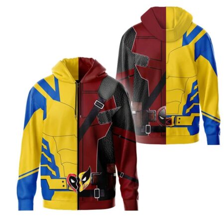 Deadpool and Wolverine Cosplay Couple Hoodies 3D Print Pullover Zip-Up Coat