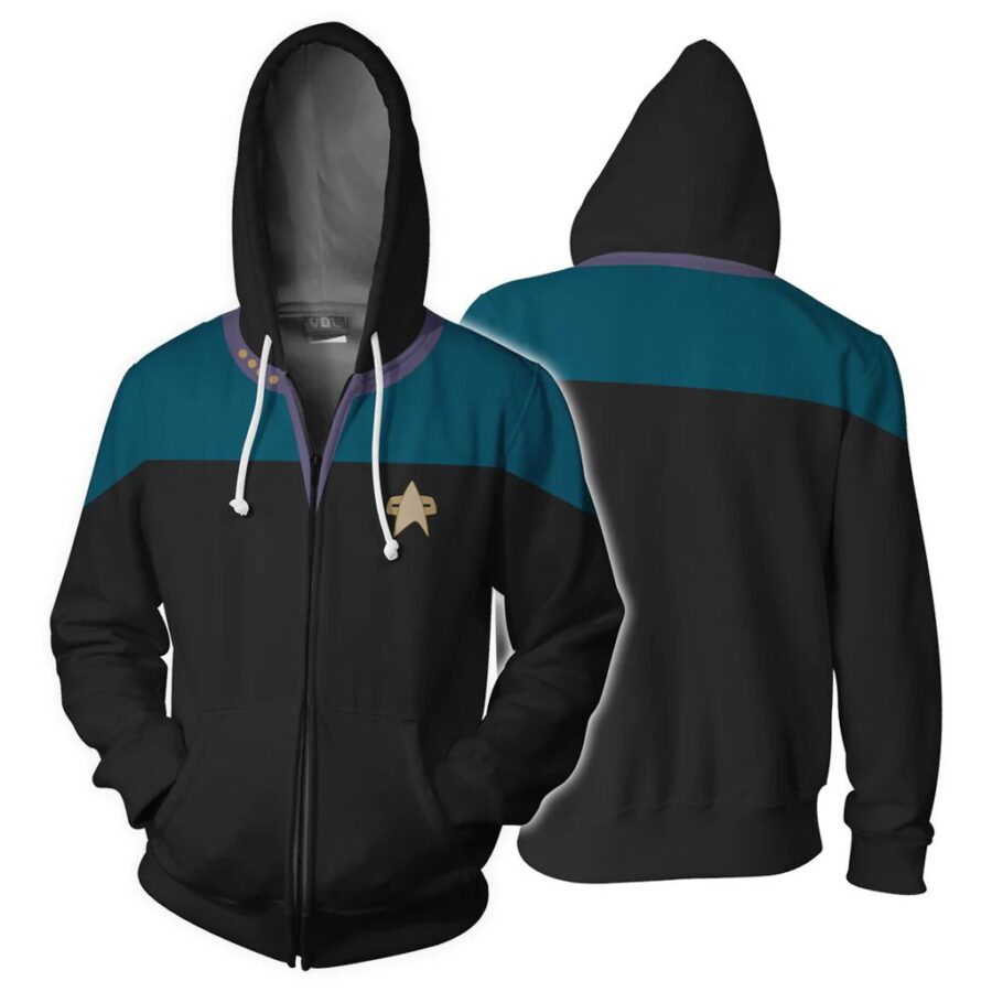 Command Red Uniform Picard Standard Unisex Zip-Up Coat Operations Gold Sciences Blue Halloween Hoodies Cosplay